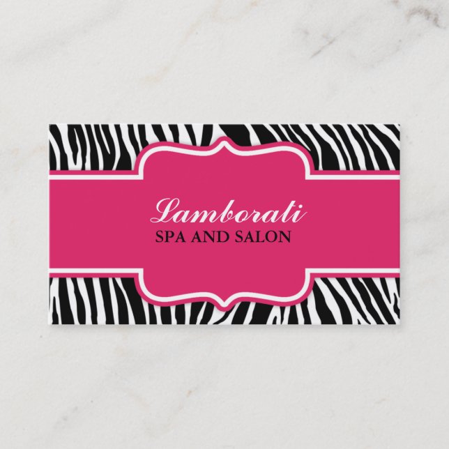 Zebra Print Fashion Hot Pink Elegant Modern Classy Business Card (Front)