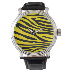 Zebra print fur (black and yellow) watch