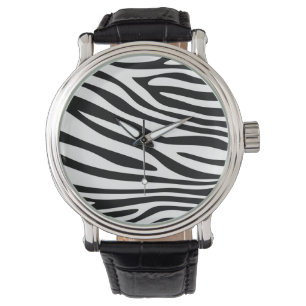 Zebra print fur watch