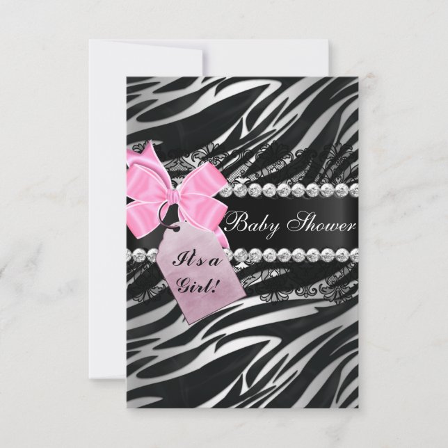 Zebra Print Girl Baby Shower Invitation (Front)