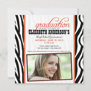 Zebra Print Graduation Announcement (orange)