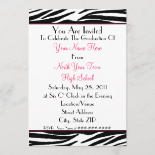 Zebra Print Graduation Invitation - Class of 2011
