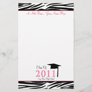 Zebra Print Graduation Stationery Class of 2011