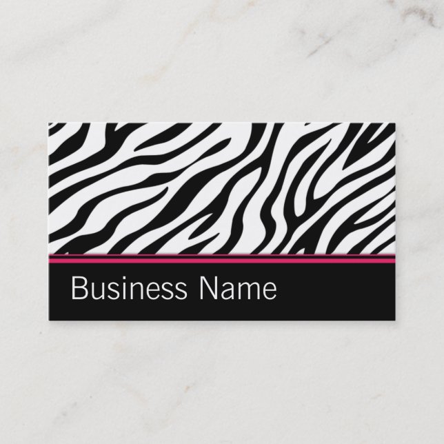Zebra Print Hair Stylist Salon Fashion Designer Business Card (Front)