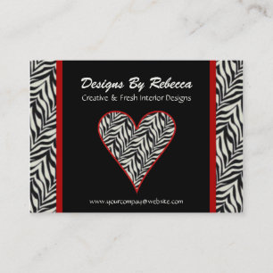 Zebra Print Heart Business Card