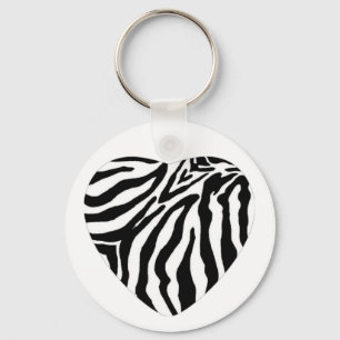 Zebra Print Heart Key Chain
