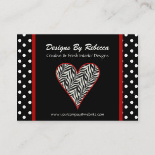 Zebra Print Heart with Polka Dots Business Card