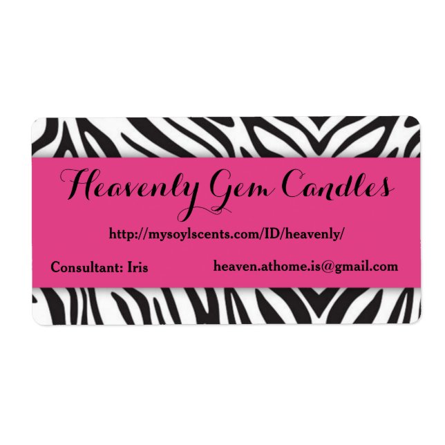 Zebra Print & Hot Pink Business Label (Front)