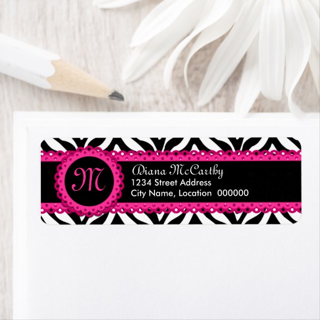 Zebra Print & Hot Pink Lace Monogram (Insitu)