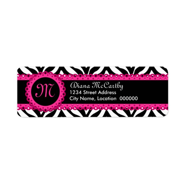 Zebra Print & Hot Pink Lace Monogram (Front)