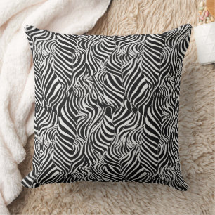 Zebra print in black and white pattern cushion