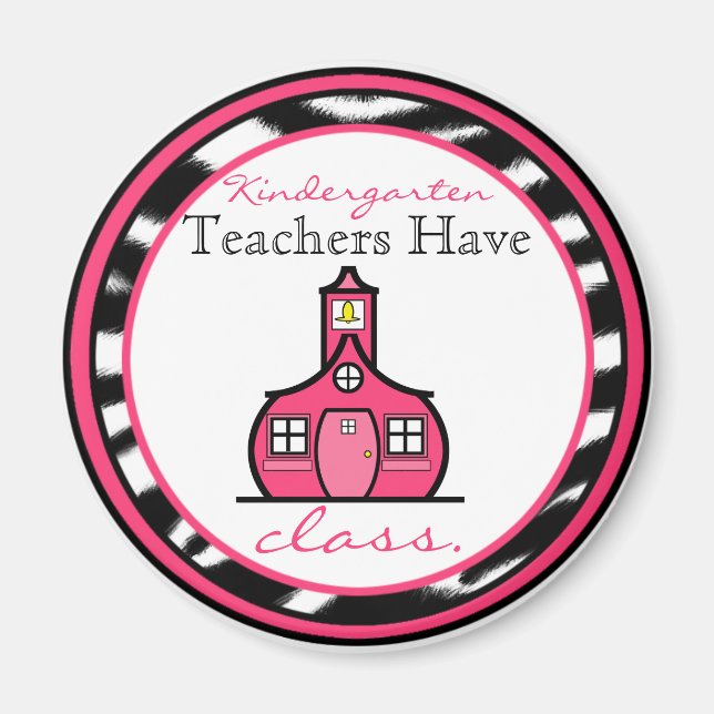 Zebra Print Kindergarten Teacher Magnet (Front)