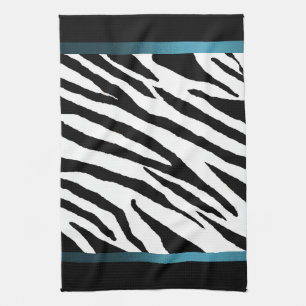 Zebra Print Kitchen Towel- Blue Strip Design Tea Towel