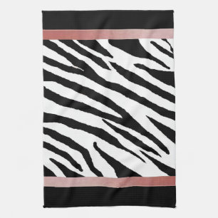 Zebra Print Kitchen Towel-Pink Strp Design Tea Towel