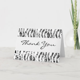 Zebra Print Lace Overlay Thank You Card