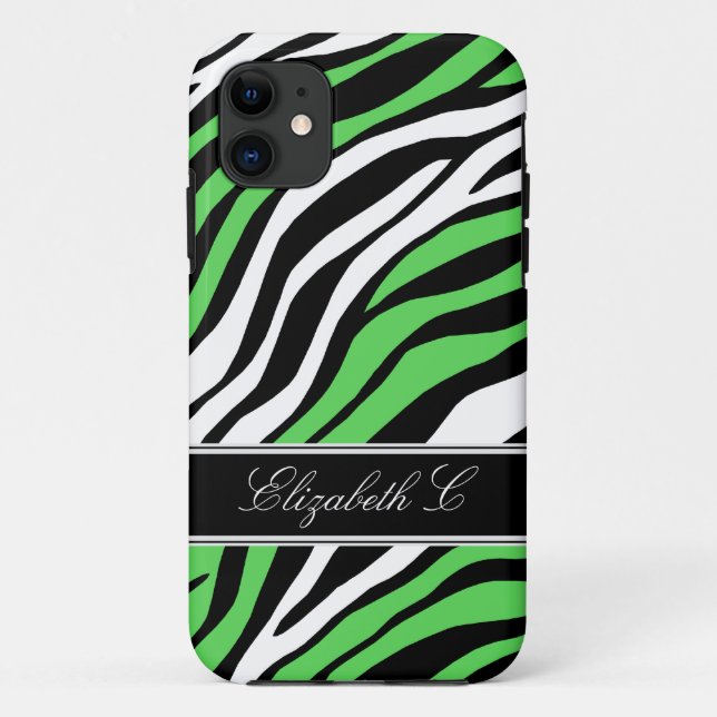 Zebra Print Mix Lime Green iPhone 5 Case (Back)