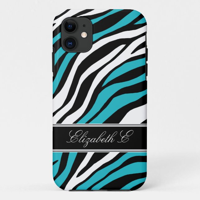 Zebra Print Mix Turquoise iPhone 5 Case (Back)