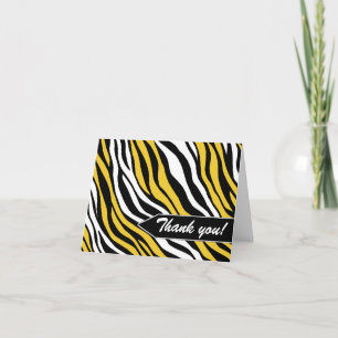 Zebra Print Mix Yellow Thank You Cards