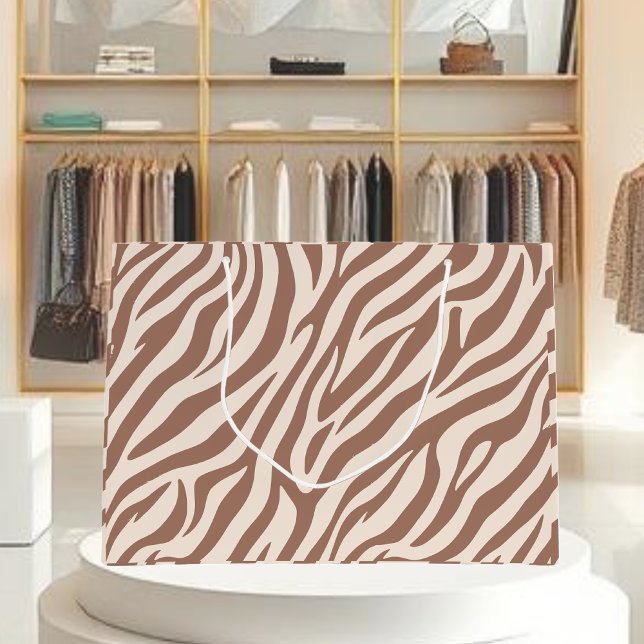 Zebra Print-Mocha Mousse Large Gift Bag (Zebra Print-Mocha Mousse Large Gift Bag)
