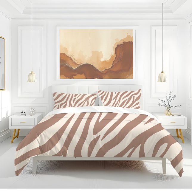 Zebra Print-Mocha Mousse Pillowcase (Zebra Print-Mocha Mousse Pillow Case)