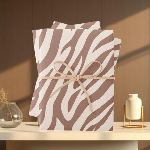 Zebra Print-Mocha Mousse Wrapping Paper Sheet