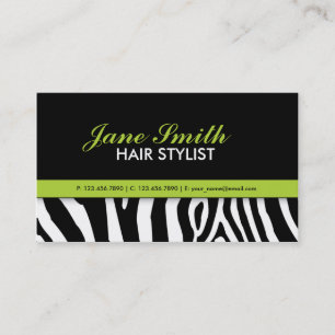 Zebra Print Modern Elegant Green Stylish Business Card