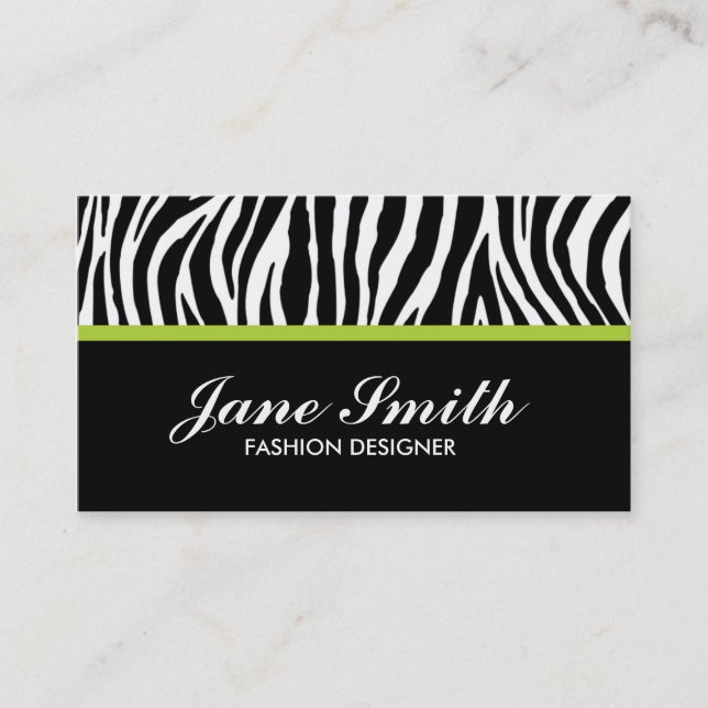 Zebra Print Modern Elegant Stylish Classy Business Card (Front)