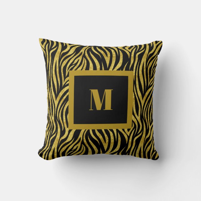 Zebra Print Monogram Cushion (Front)