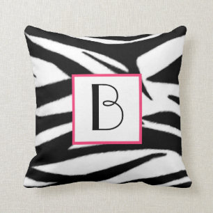Zebra Print Monogram Pillow