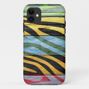Zebra Print on Wood #2 iPhone 11 Case