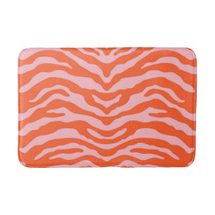 Zebra Print Orange and Pink Bath Mat