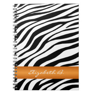 Zebra Print Orange Stripe Personalised Notebook