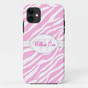 Zebra Print (Pale Pink) Custom Monogram Case