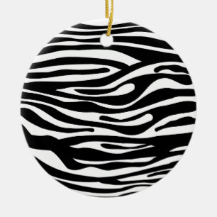 Zebra Print Pattern - Black and White Ceramic Tree Decoration