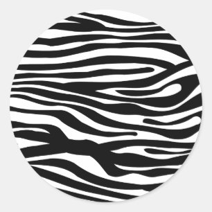 Zebra Print Pattern - Black and White Classic Round Sticker