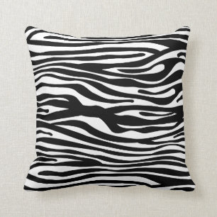 Zebra Print Pattern - Black and White Cushion