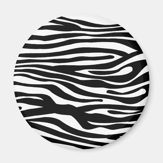 Zebra Print Pattern - Black and White Magnet (Front)
