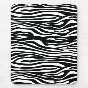 Zebra Print Pattern - Black and White Mouse Mat