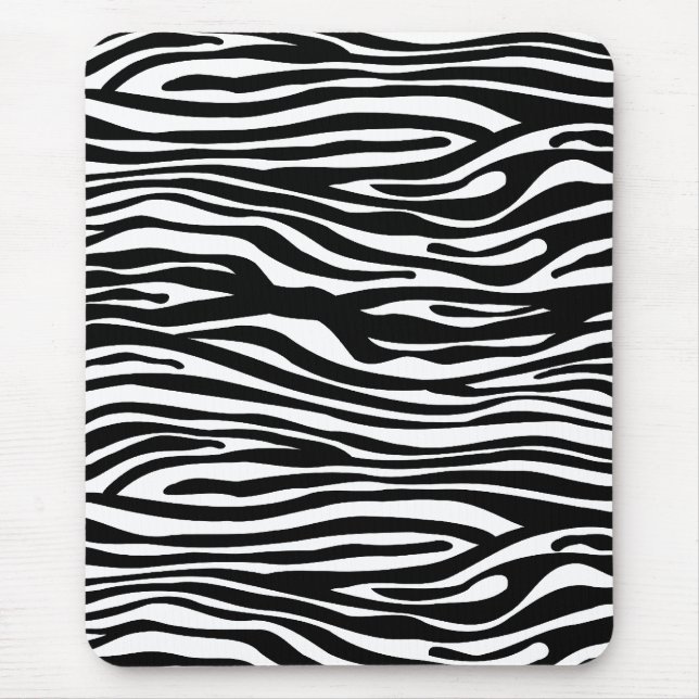 Zebra Print Pattern - Black and White Mouse Mat (Front)