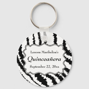 Zebra Print Pattern Quinceanera Key Ring