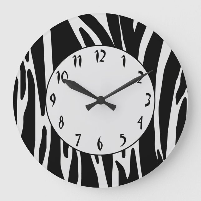 Zebra Print Pattern Wall Clock (Front)
