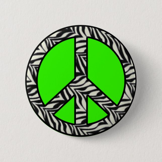 Zebra Print Peace Button (Front)
