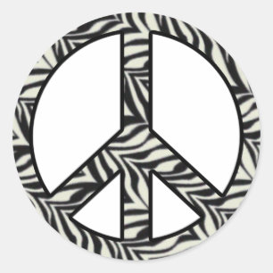 Zebra Print Peace Sign Sticker