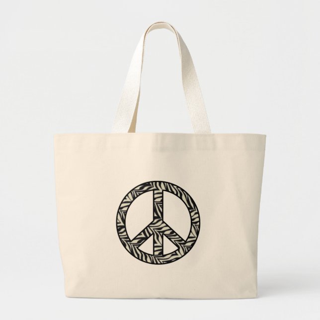 Zebra Print Peace Sign Tote (Front)