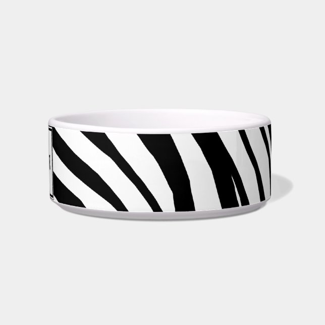Zebra Print Personalised Cat Bowl (Right)
