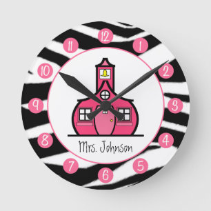 Zebra Print Personalised Clock For Teachers