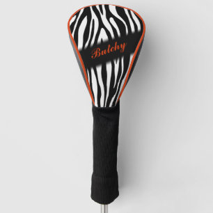 Zebra Print Personalised in Orange Golf Head Cover