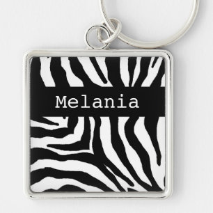 Zebra Print Personalised Name Key Chain