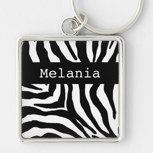 Zebra Print Personalised Name Key Chain (Front)