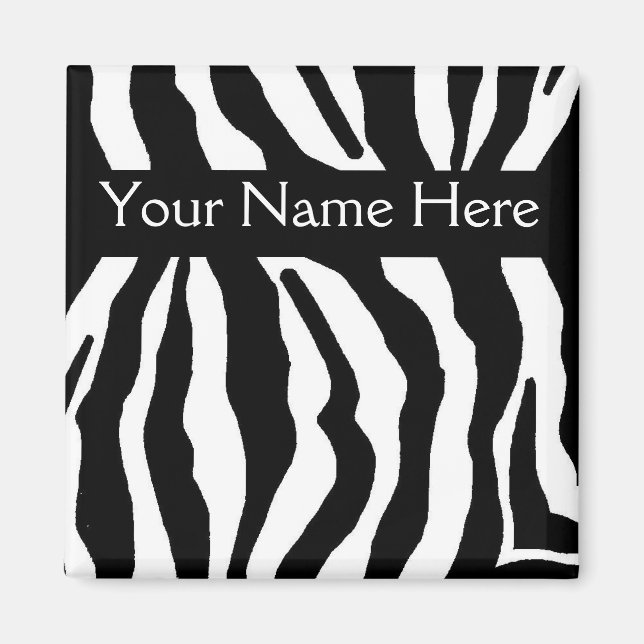 Zebra Print Personalised Name Magnet (Front)